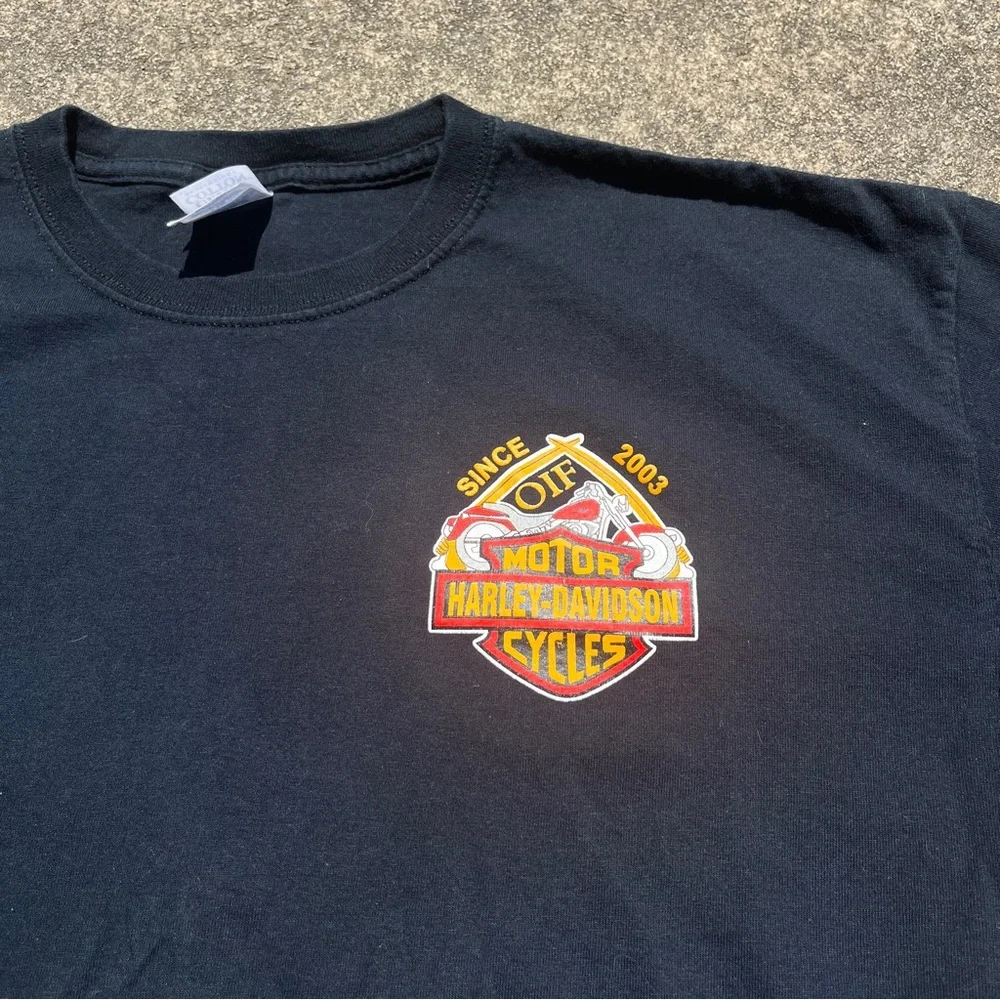 2000s Black Harley Davidson Iraq T-shirt Size XL Great Condition Biker T-shirt - Picture 2 of 5